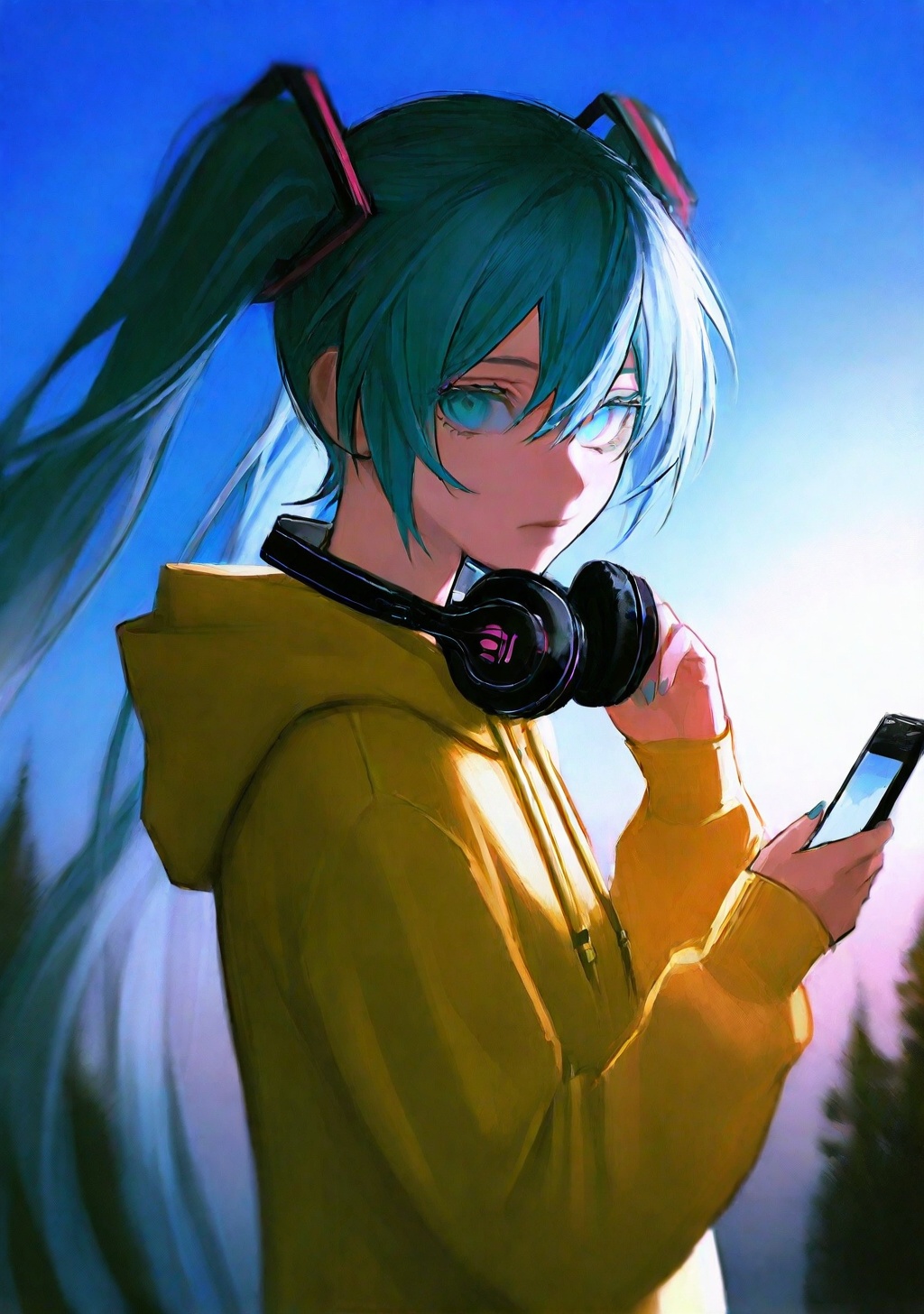 1girl,  solo,  headphones on Tensor.Art