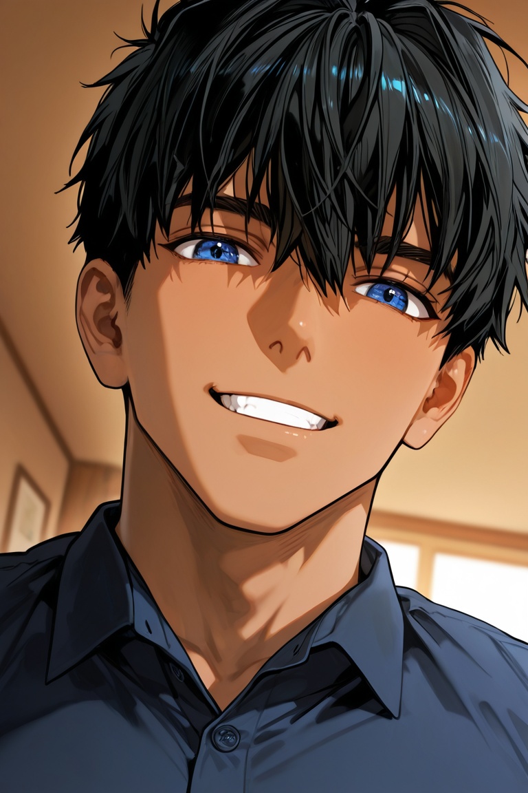 expressive cute face,  norra-dark_skinned-1male focus,  black_norra_hair on Tensor.Art