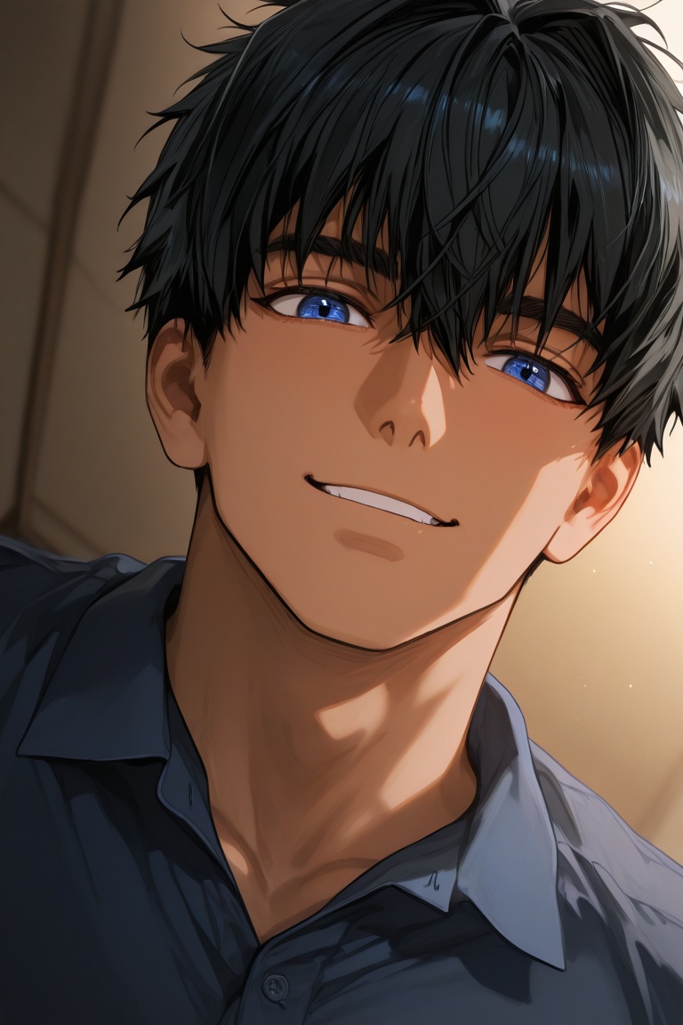 expressive cute face,  norra-dark_skinned-1male focus,  black_norra_hair on Tensor.Art