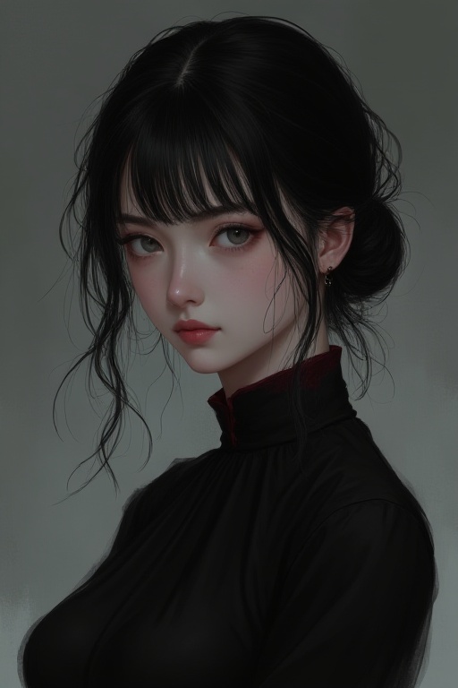 (emotionless but hauntingly poised look) on Tensor.Art