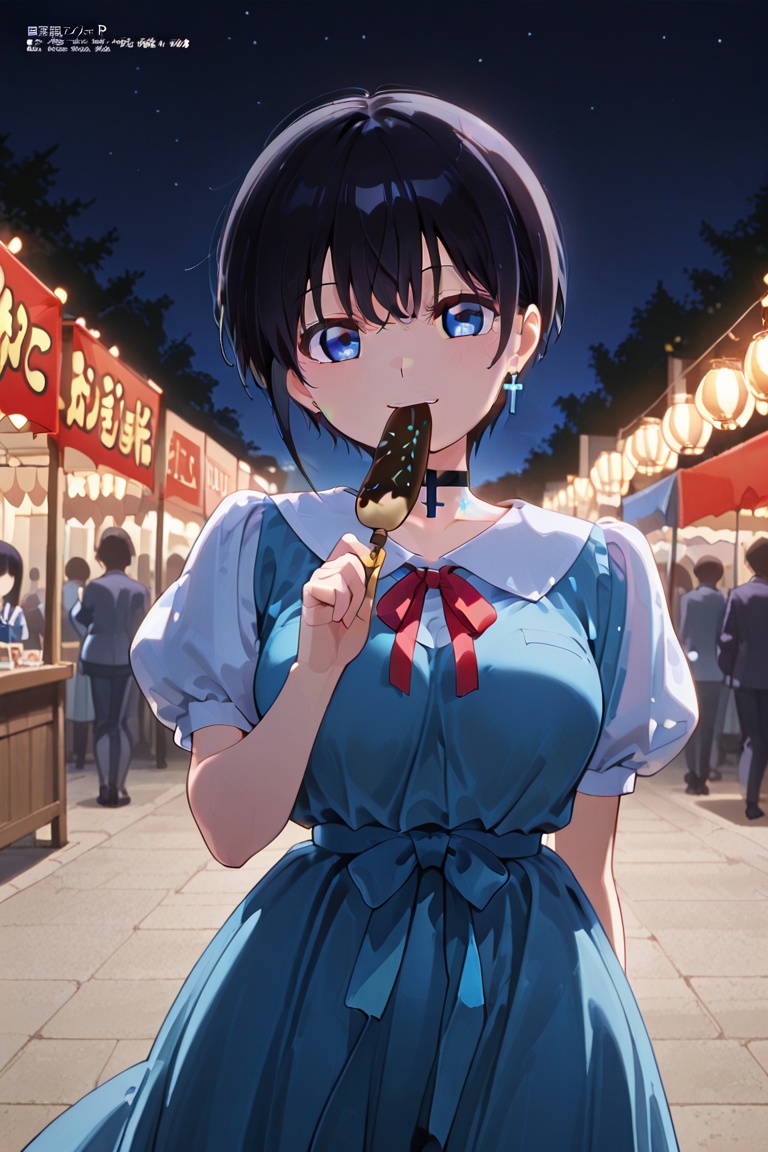 (pubic tattoo ＆Shining mark on girl's skirt) 👗 (very long skirt) Girls' uniform,  long dress,  light blue jumper skirt on...