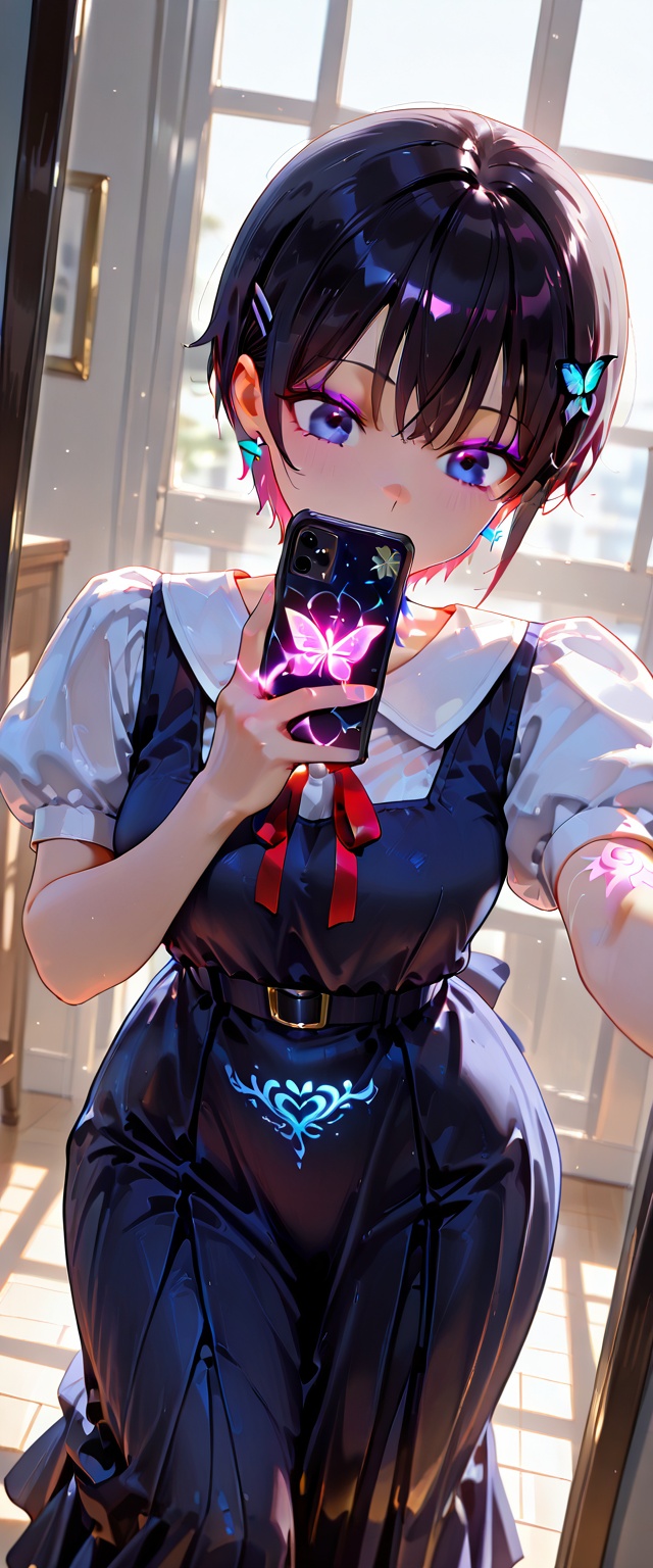 (Close-up: 0.7) Smartphone,  subjective view of holding smartphone,  one girl on Tensor.Art
