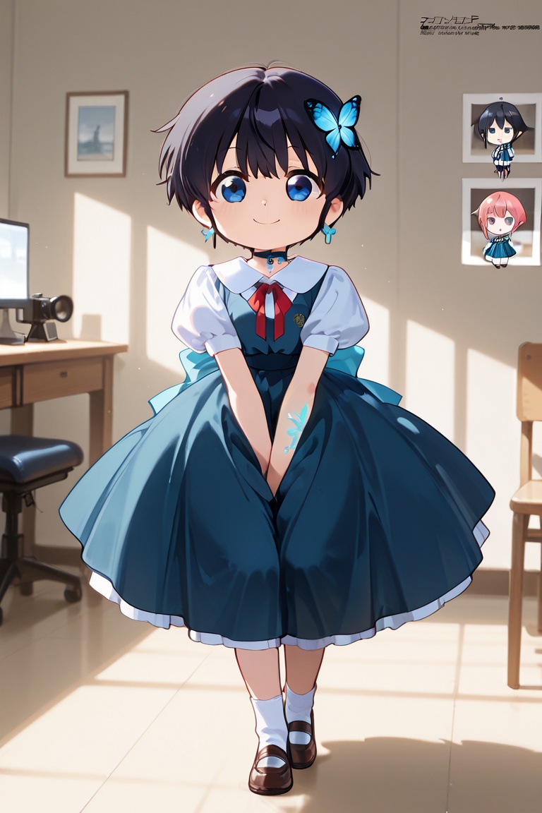 (Chibi full BODY) Photoshoot,  girl's photoshoot (pubic tattoo ＆Shining mark on girl's skirt) 👗 (very long skirt) Girls'...