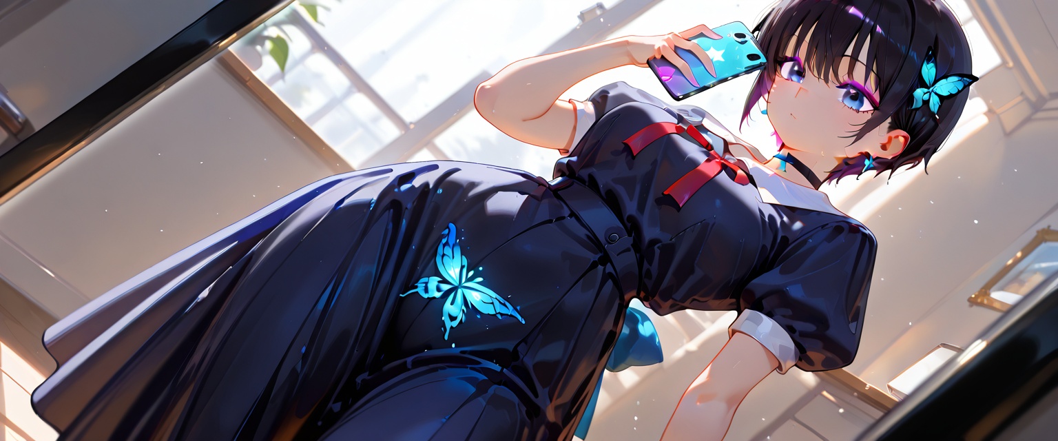 (Close-up: 0.7) Smartphone,  subjective view of holding smartphone,  one girl on Tensor.Art