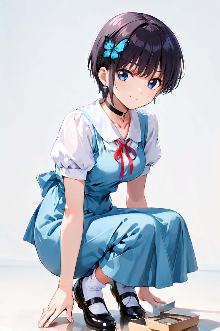 Boyish,  very short hair,  glossy black hair on Tensor.Art