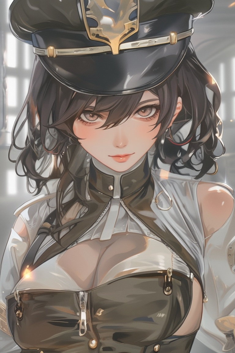 Hyp3rAn1me,  Female Instructor military uniform military hat dark haired It looks scary but it looks fun Atmosphere of Sed...