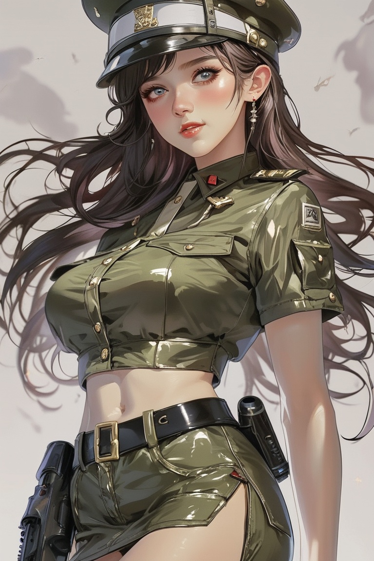 Hyp3rAn1me,  Female Instructor military uniform military hat dark haired It looks scary but it looks fun Atmosphere of Sed...