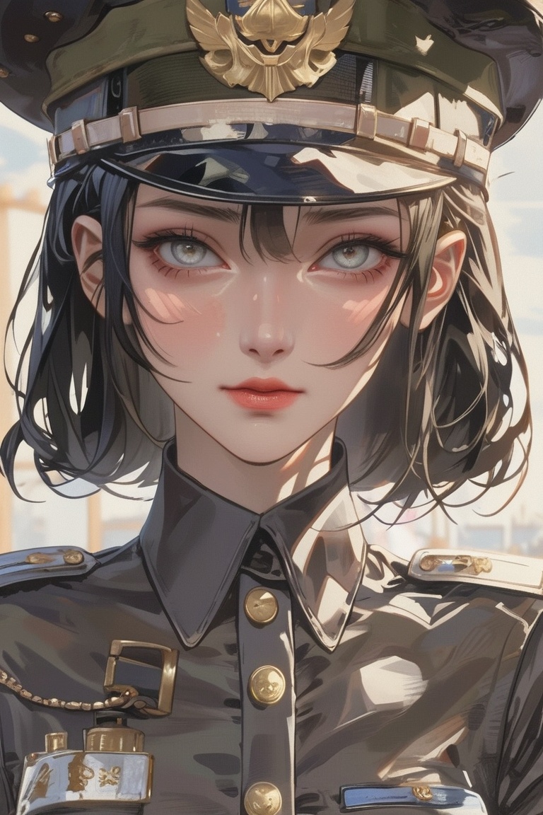Hyp3rAn1me,  Female Instructor military uniform military hat dark haired It looks scary but it looks fun Atmosphere of Sed...