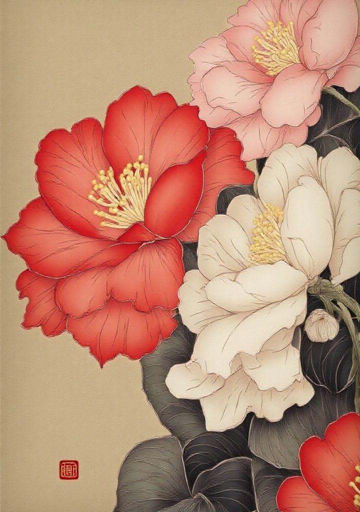 4. **Anthurium** – Glossy,  heart-shaped flowers in red,  pink on Tensor.Art