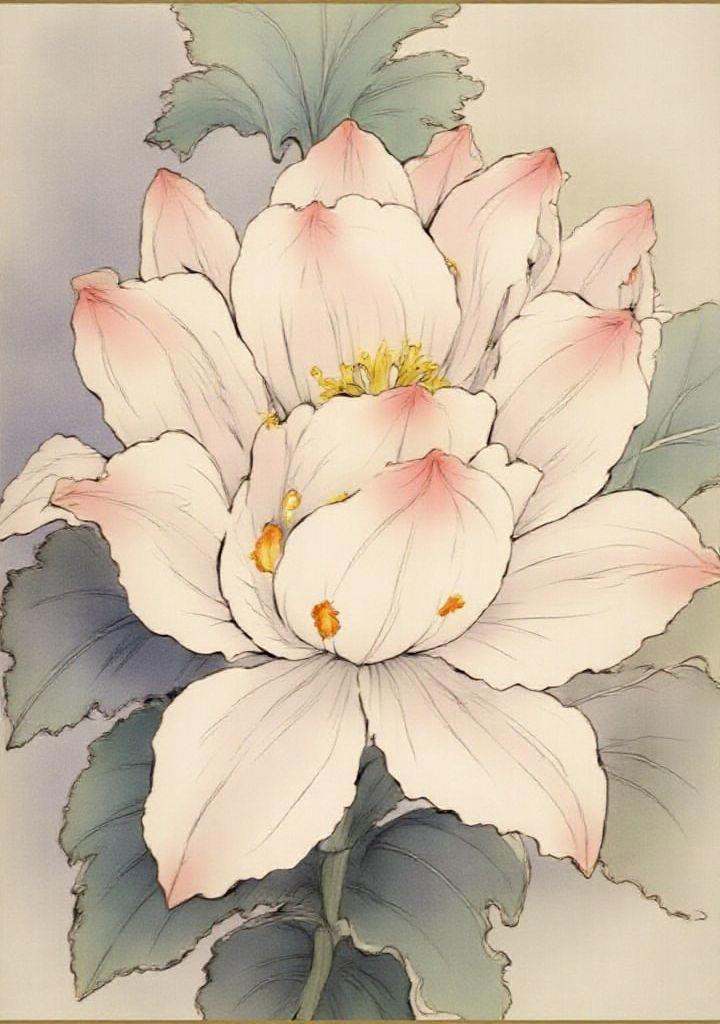 16. **Curcuma (Siam Tulip)** – Related to turmeric,  with pink or purple bracts. gongbi,  painting silky lines on Tensor.Art