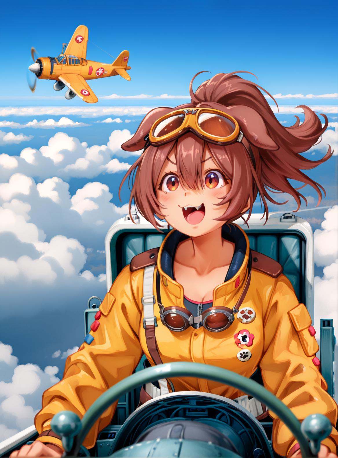 aviator goggles,  airplane,  sky on Tensor.Art