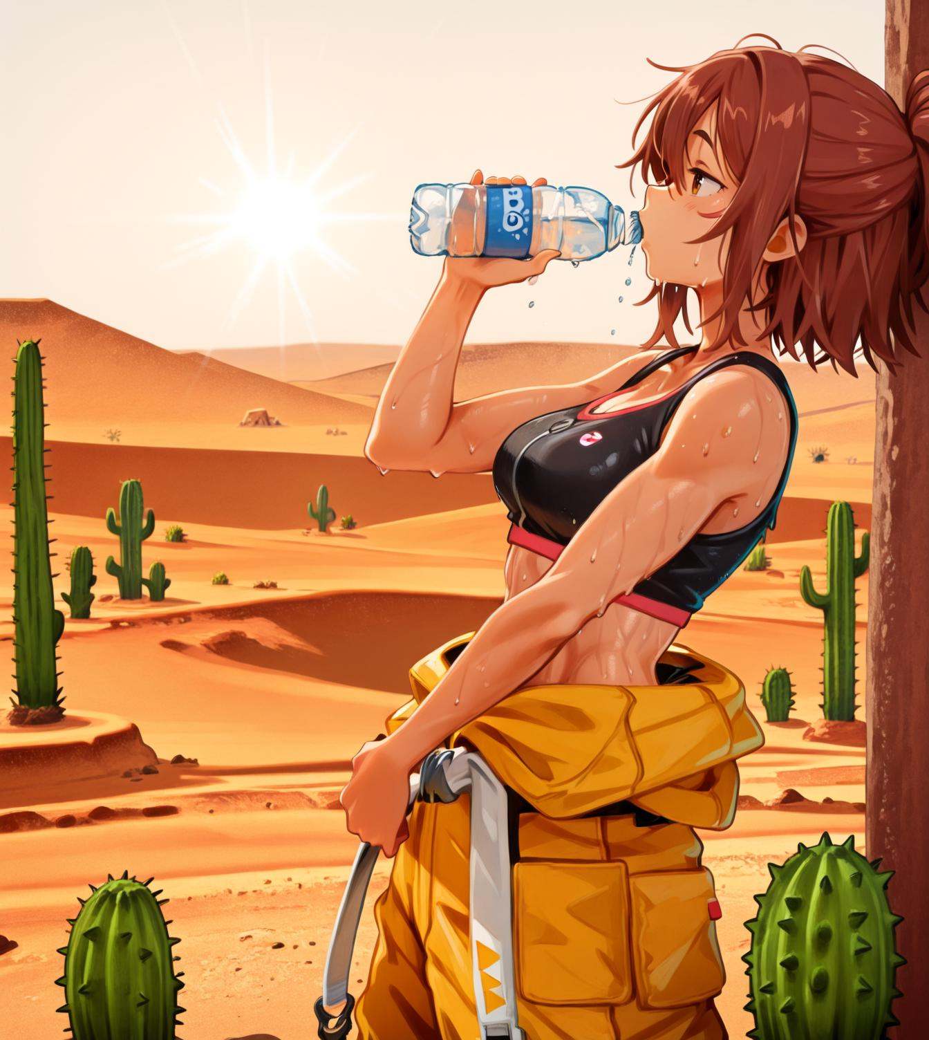 desert,  from side,  cactus on Tensor.Art