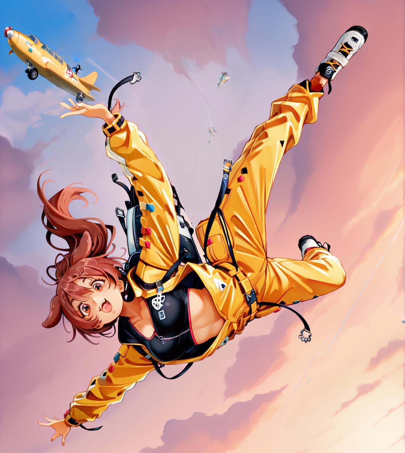 skydive,  backpack,  falling on Tensor.Art
