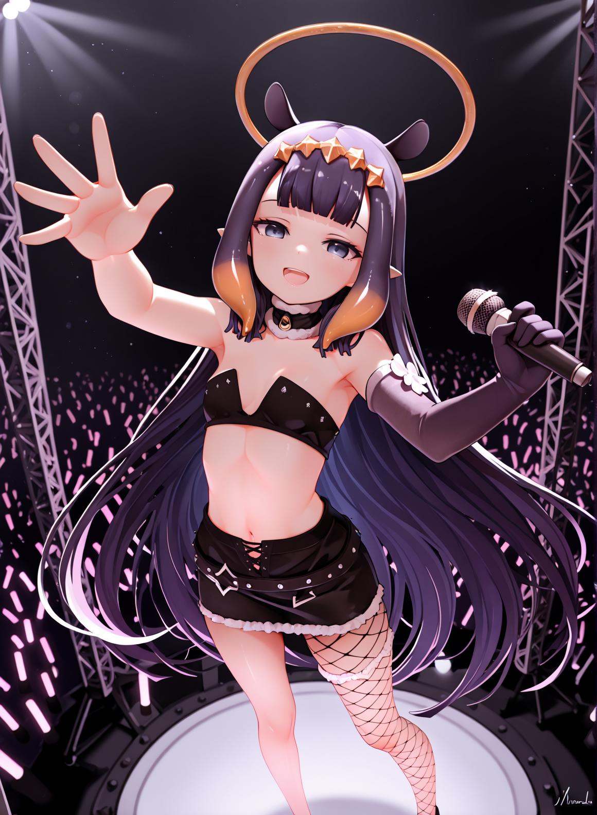 stage lights,  holding microphone,  concert on Tensor.Art