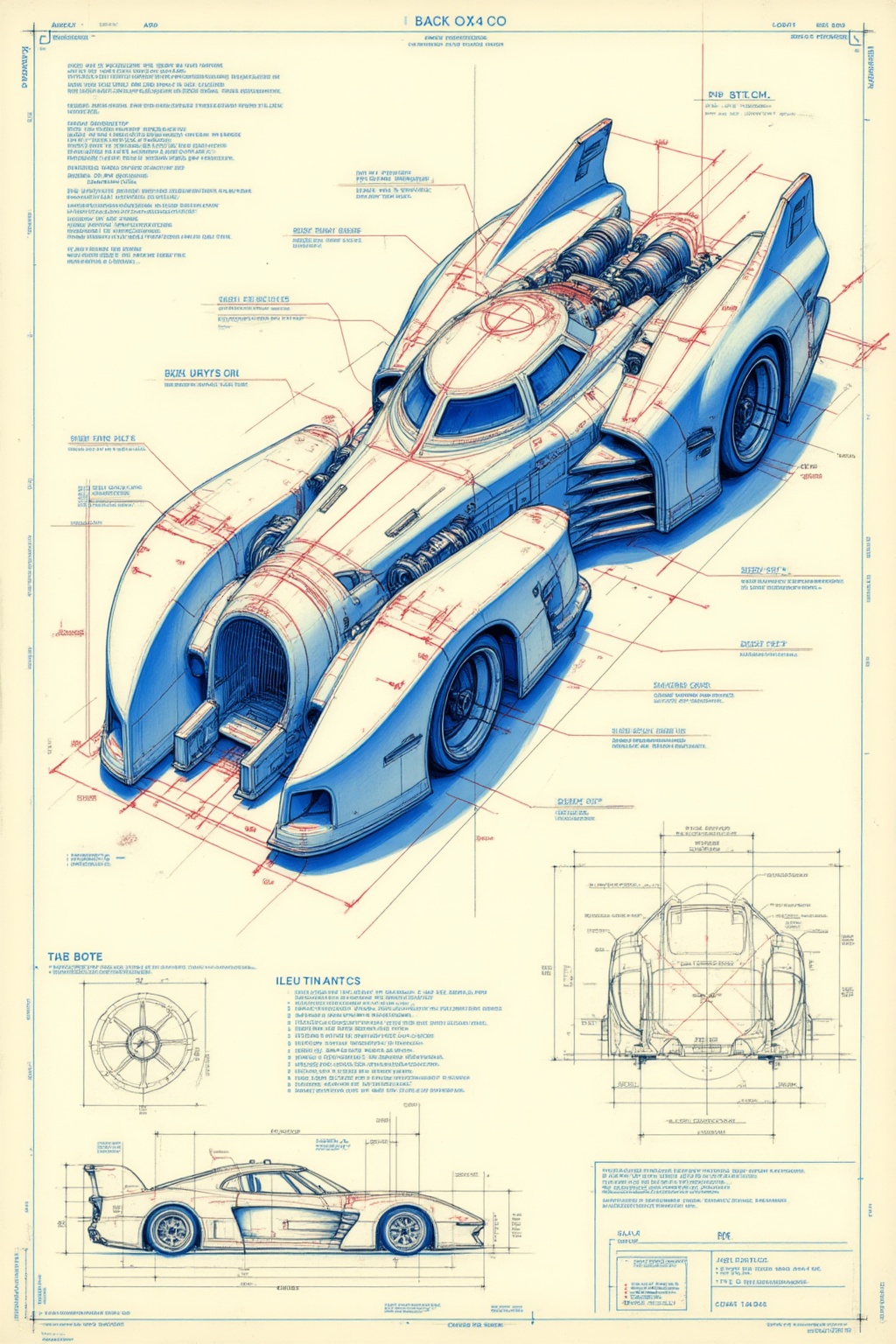 ddd Black and white line drawing The image depicts a detailed technical drawing of a futuristic vehicle likely a concept c...