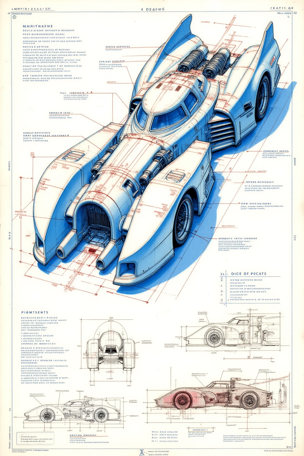 ddd Black and white line drawing The image depicts a detailed technical drawing of a futuristic vehicle likely a concept c...