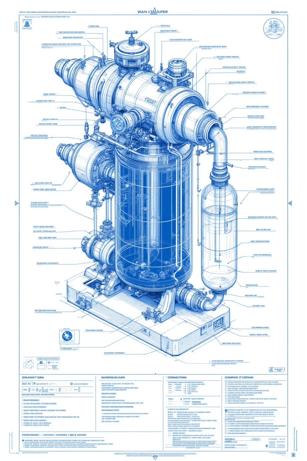 ddd Black and white line drawing The image is a technical drawing of a complex apparatus likely a scientific or engineerin...
