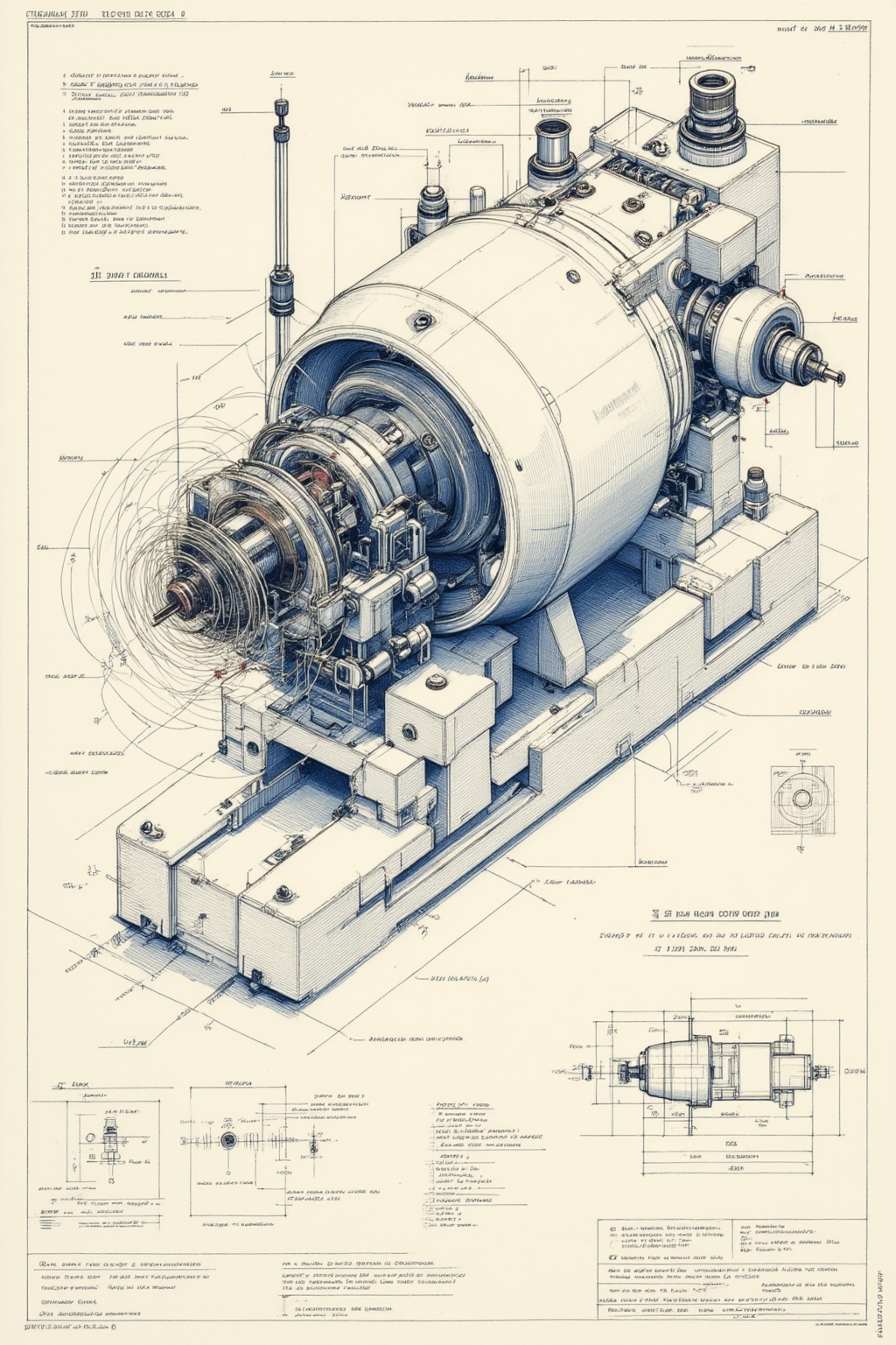 ddd Black and white line drawing The image is a technical drawing of a complex mechanical device likely a part of an indus...