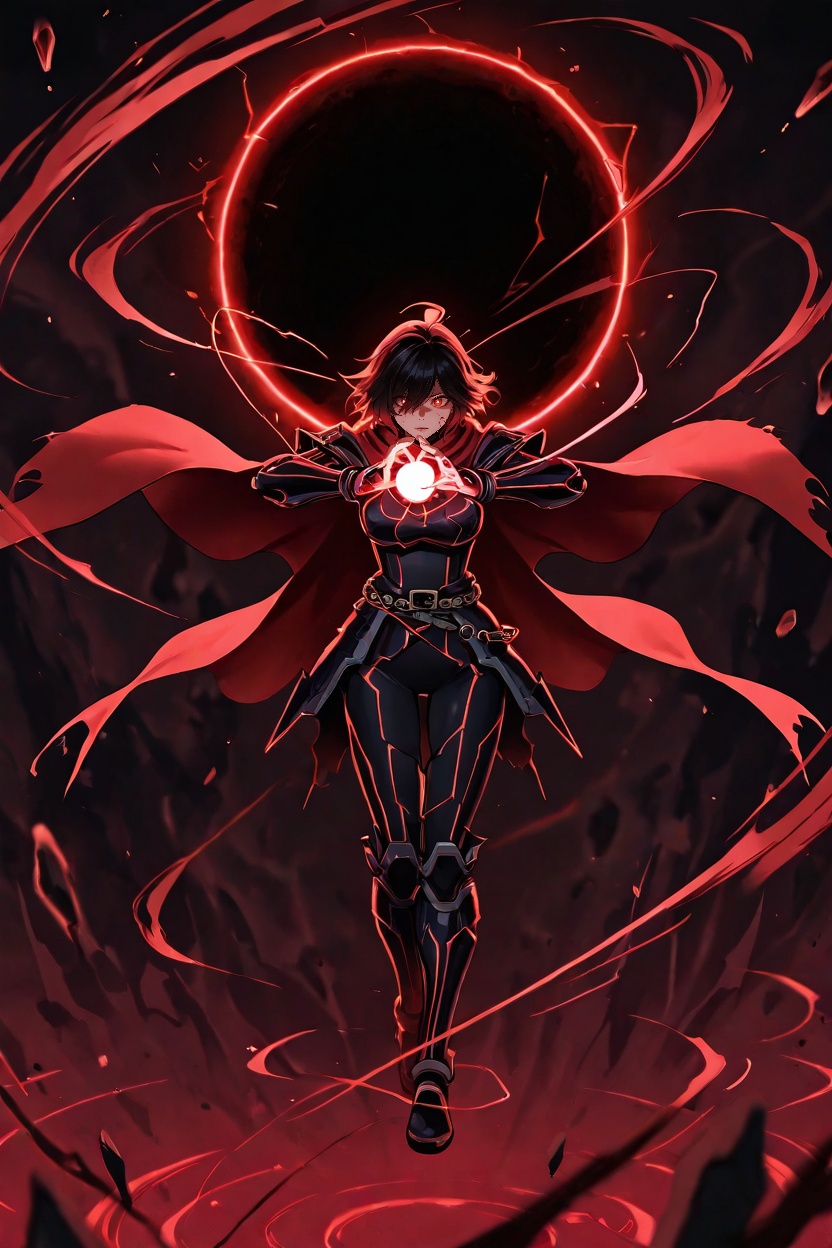 (dim lighting with void energy and distortion ripples),  (faint glowing cracks of violet and red),  (inspired by Elden Rin...