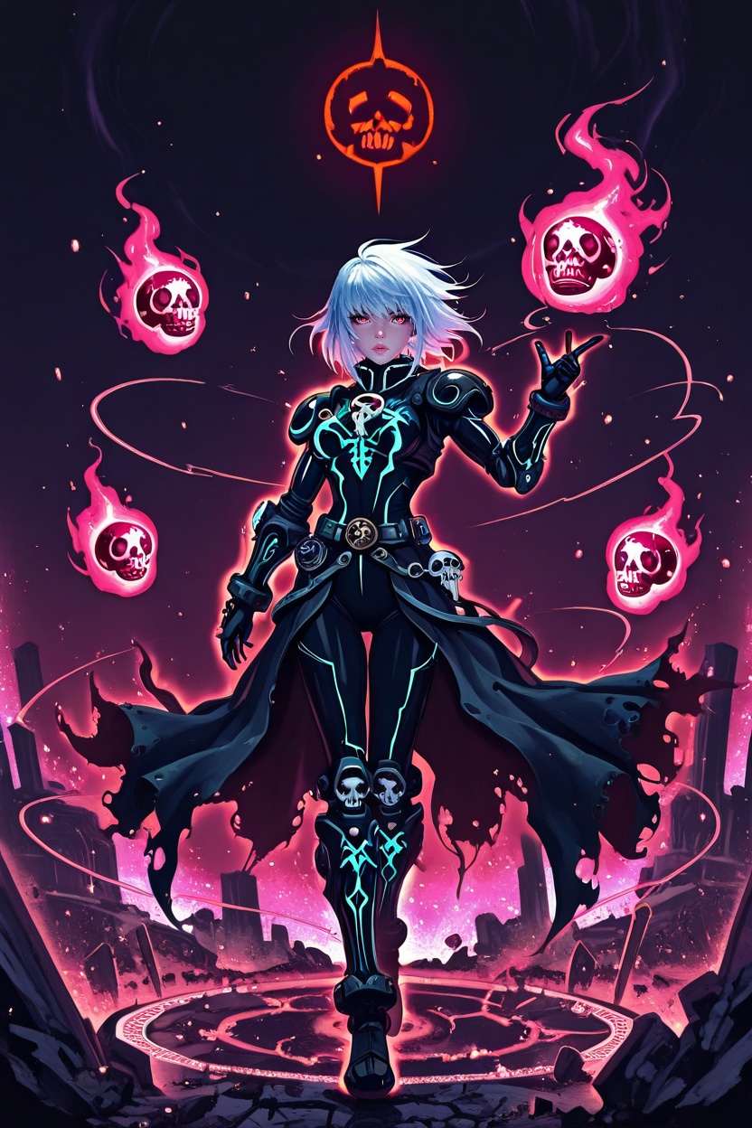 (dark mystic fusion with futuristic accents),  (high contrast lighting with arcane shadows and neon embers),  (inspired by...