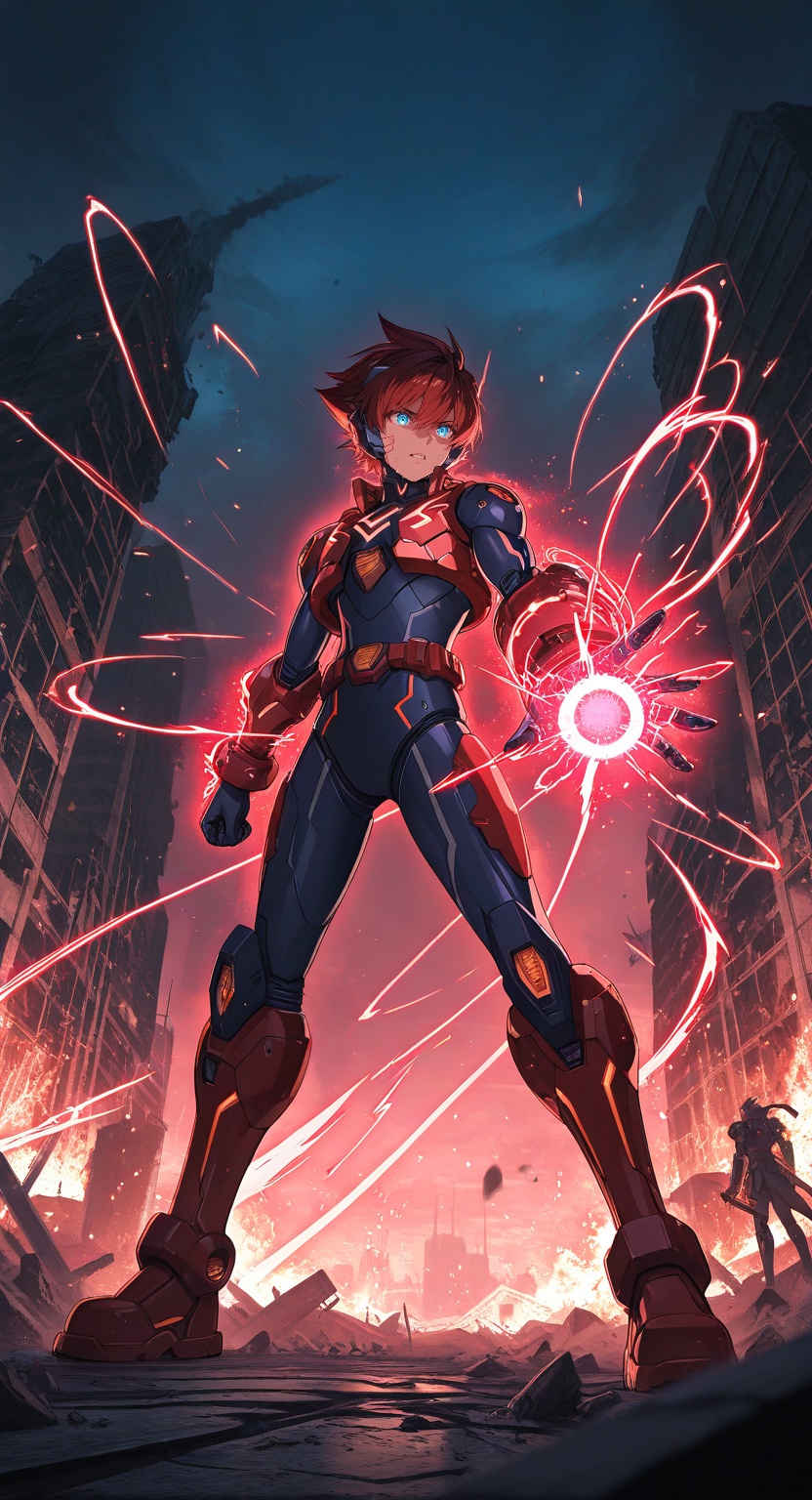 (saturated neon tones,  glowing particle effects,  high-energy light focus) on Tensor.Art