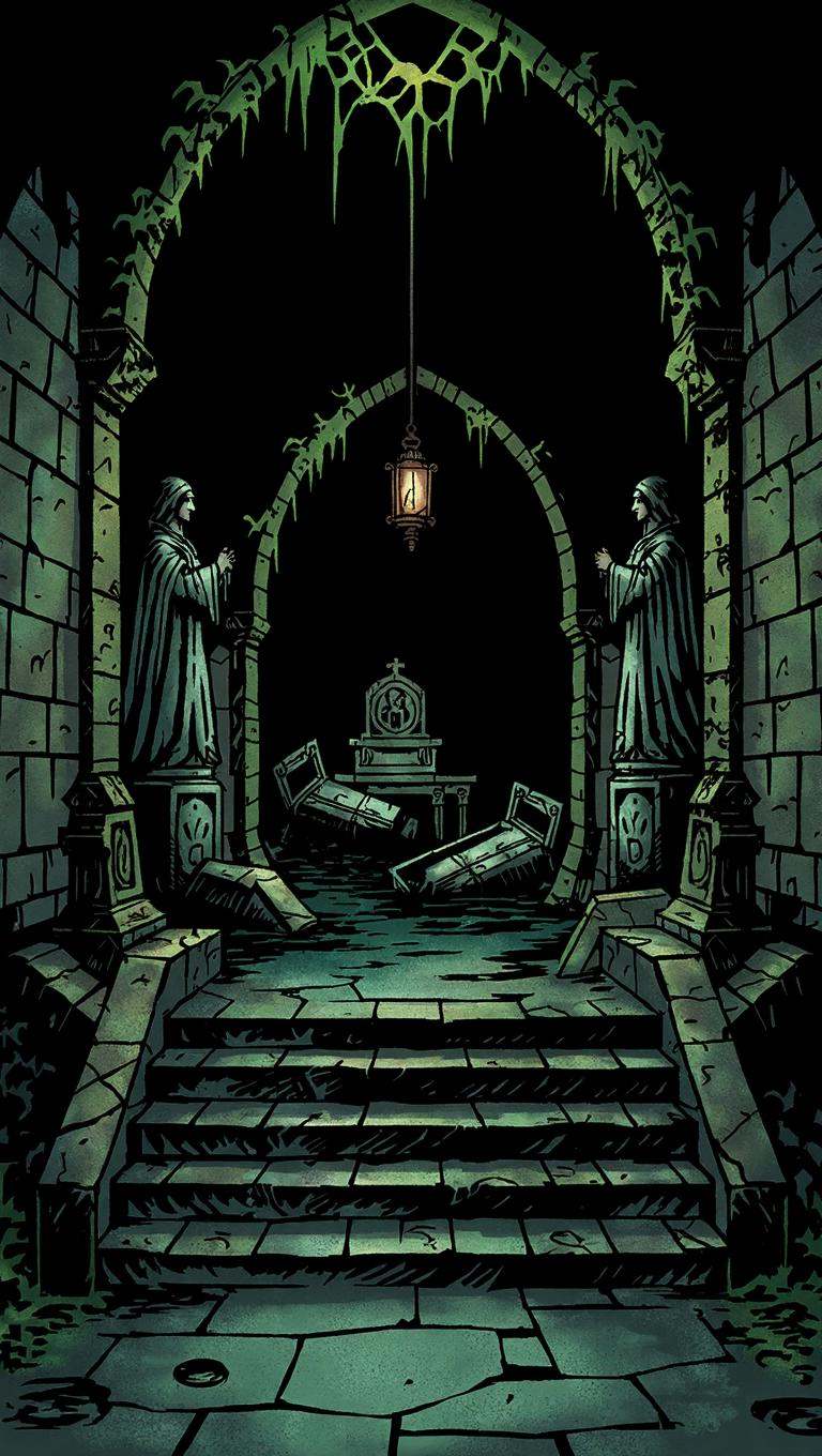Inked comic illustration in DD artstyle,  vertical orientation designed to emphasize oppressive height and claustrophobic...