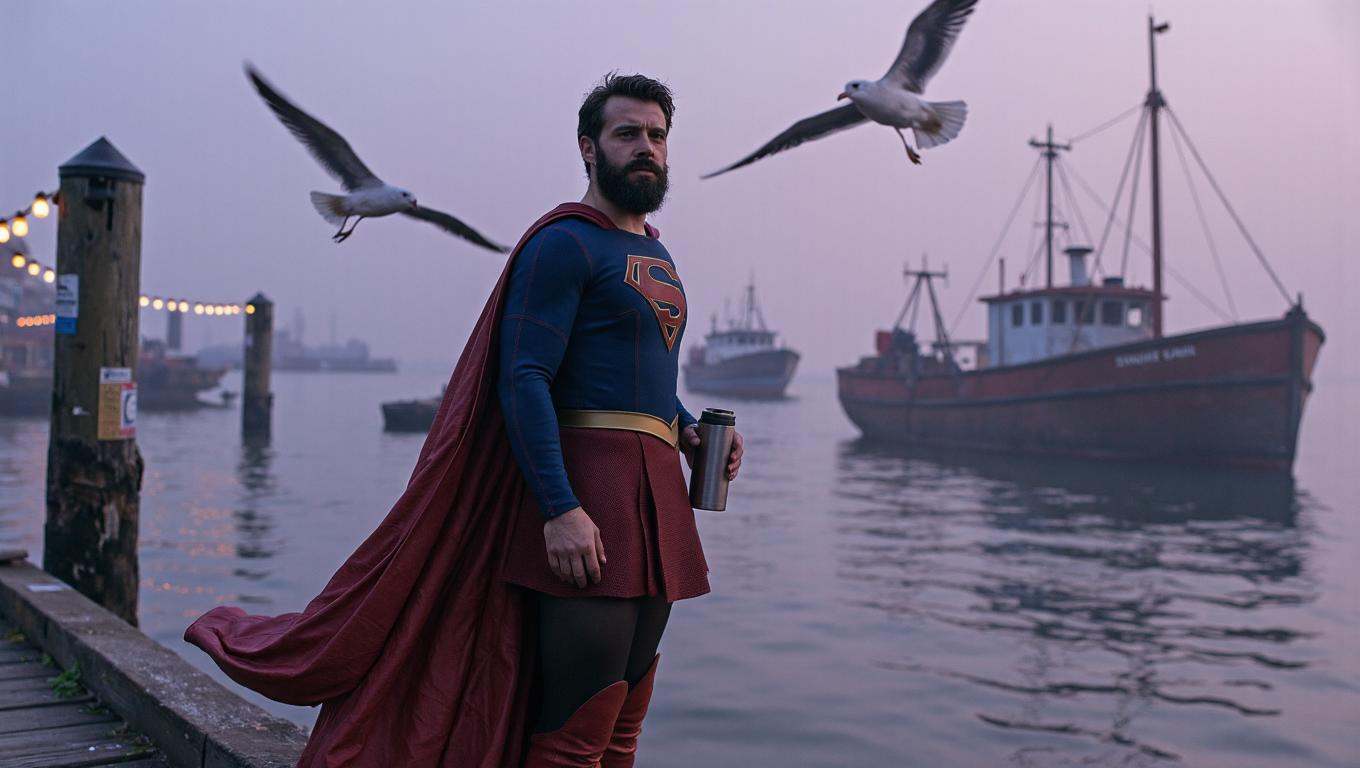 Set in a moody,  fog-laden fishing village by the Atlantic coast,  early dawn before the sun fully breaks the horizon. The...