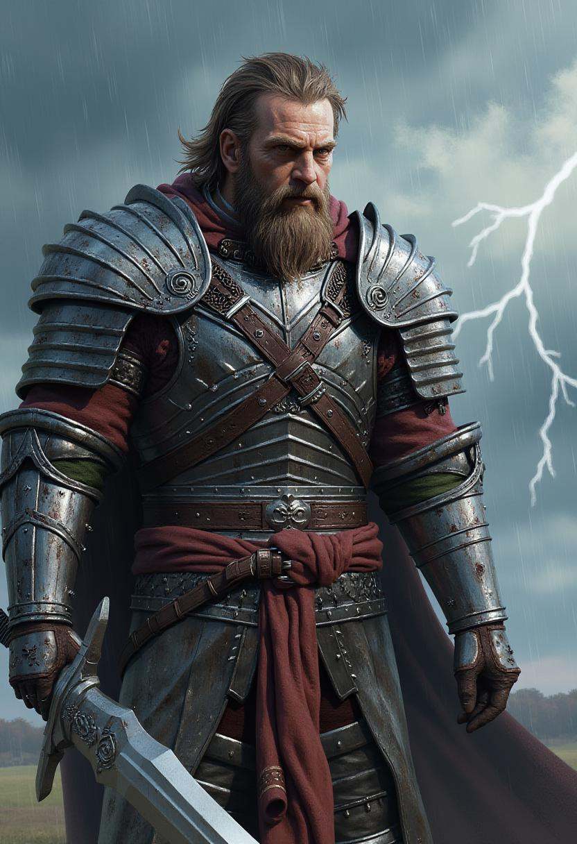 artwork in sr artstyle,  A fierce warrior with weathered armor,  battle scars on Tensor.Art