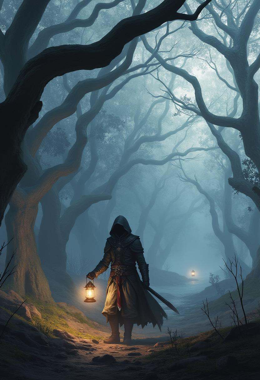 artwork in sr artstyle,  A lone traveler in a heavy cloak,  face obscured by shadows on Tensor.Art