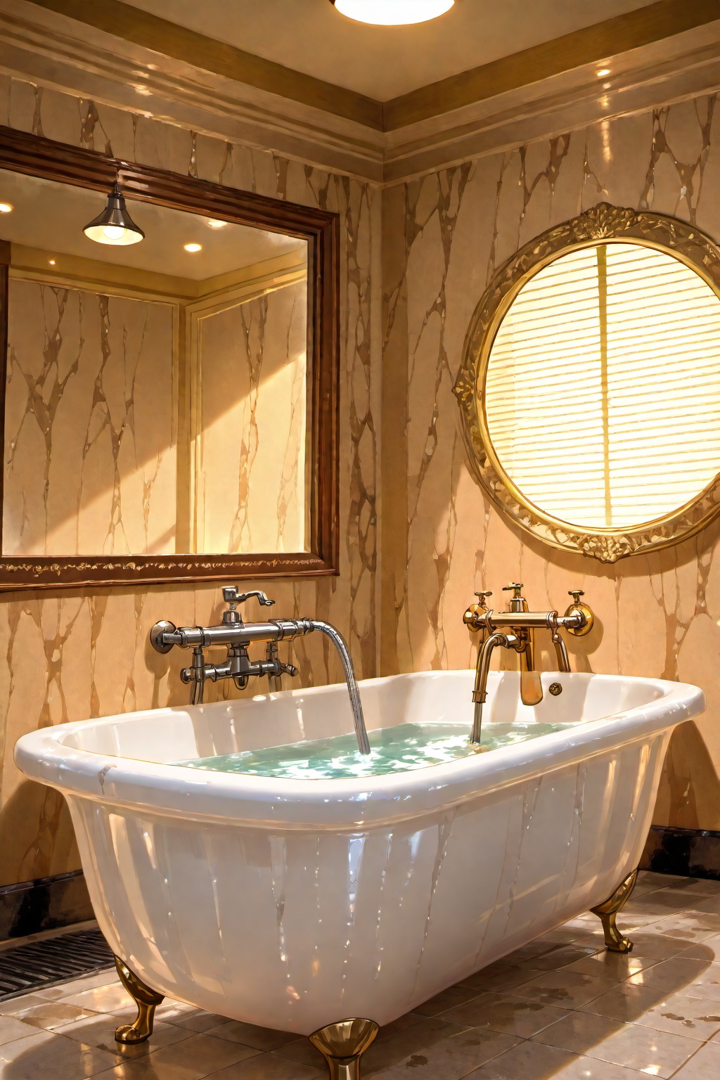An industrial-style bathroom with exposer pipes,  concrete walls ,  and a freestandikn metal bathtub. The design includes...