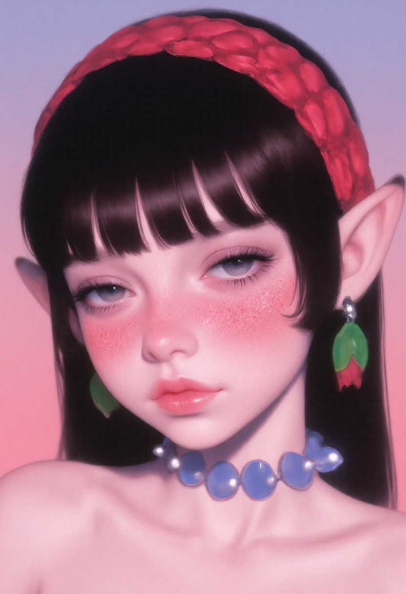 m1sty_style ,  female elf with pale skin,  dark brown hair on Tensor.Art
