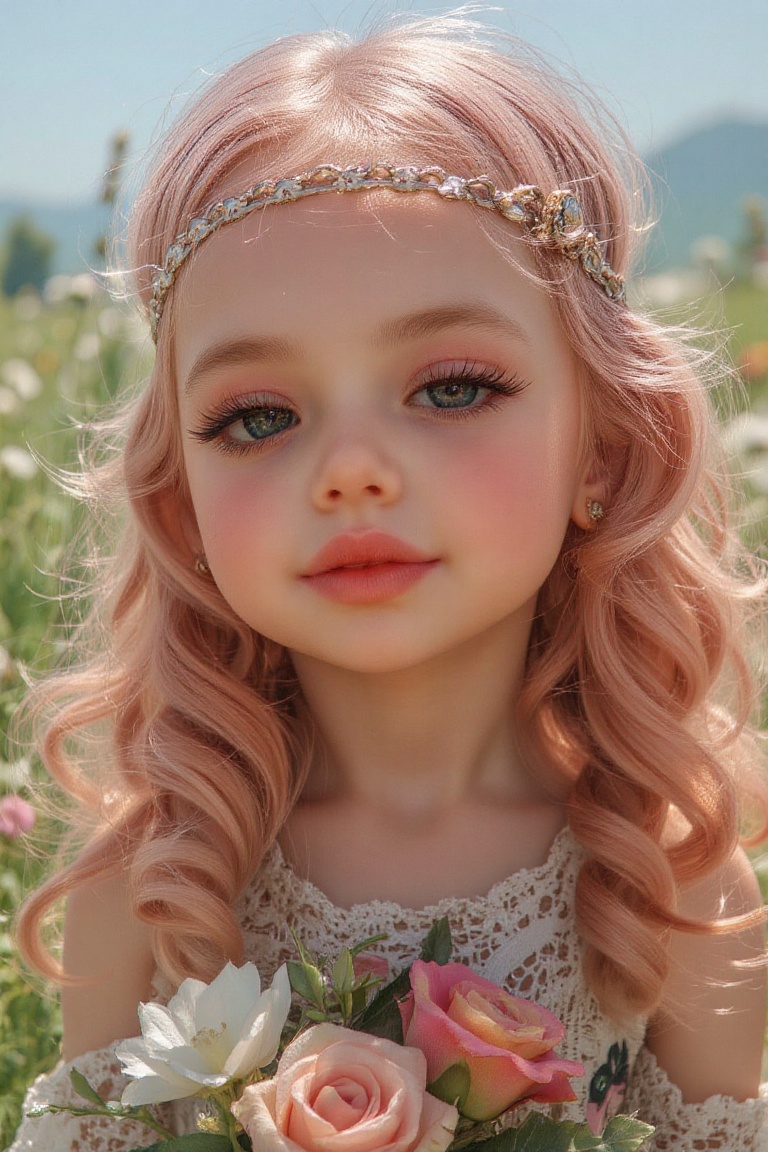 A high-resolution,  realistic,  portrait-style a girl 8 year-old on Tensor.Art