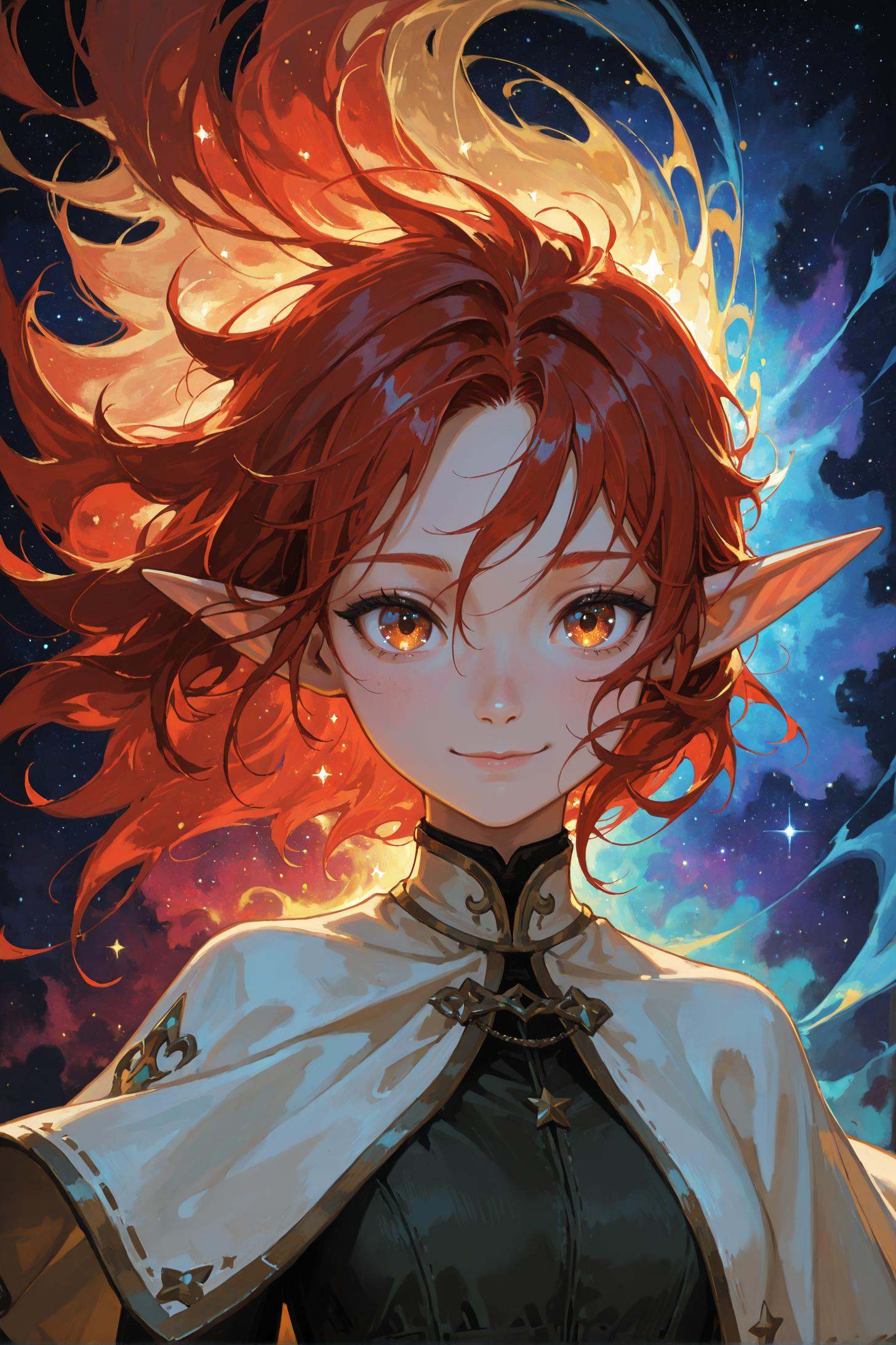 elf girl,  red hair,  hazel eyes on Tensor.Art