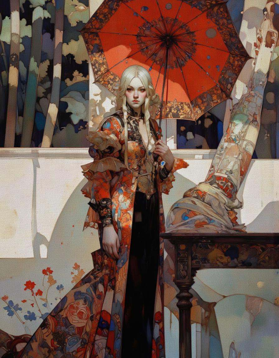 Steve McDonald Art. This is a digital painting of a female character with an elaborate and intricate design. She stands un...