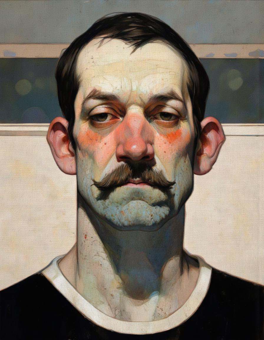 Steve McDonald Art. This is a digital painting of a man's face,  rendered in a realistic yet stylized manner. The subject...