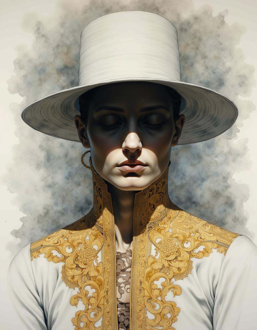Portrait by Dorota Pietrowiak. This is a highly detailed,  realistic drawing created using a human figure from the neck up...