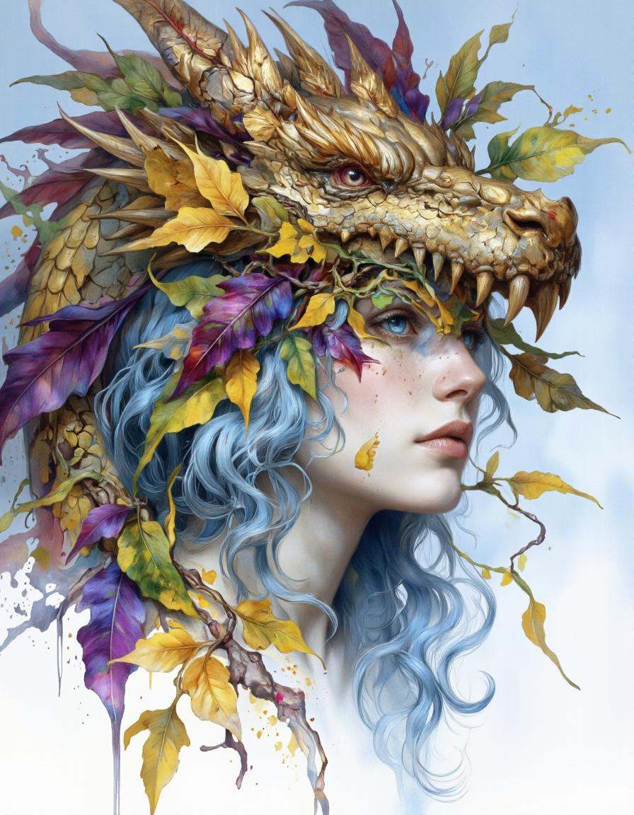 Dorotanima style.. A digital illustration shoot from a profile camera angle about a close-up portrait of a fantasy charact...