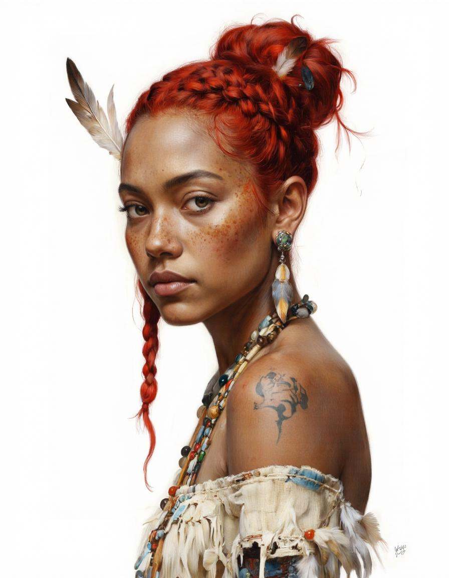 Dorotanima style.A realistic and detailed digital illustration of a portrait camera angle about a portrait of a woman with...
