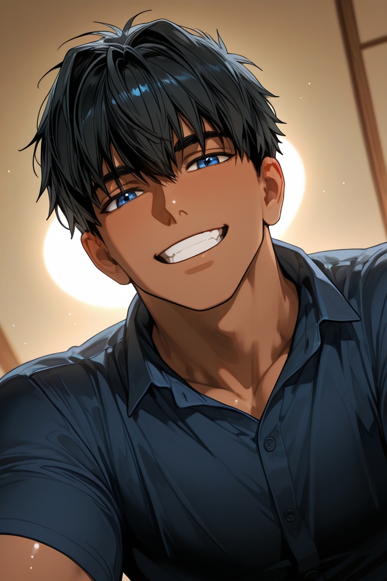 expressive cute face,  norra-dark-skinned 1male focus,  blue_norra_eyes on Tensor.Art