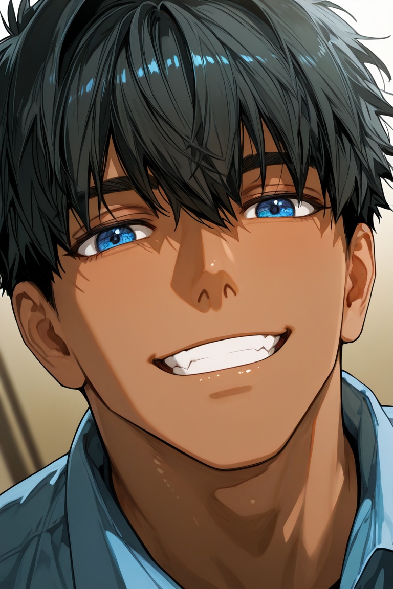 expressive cute face,  norra-dark-skinned 1male focus,  blue_norra_eyes on Tensor.Art