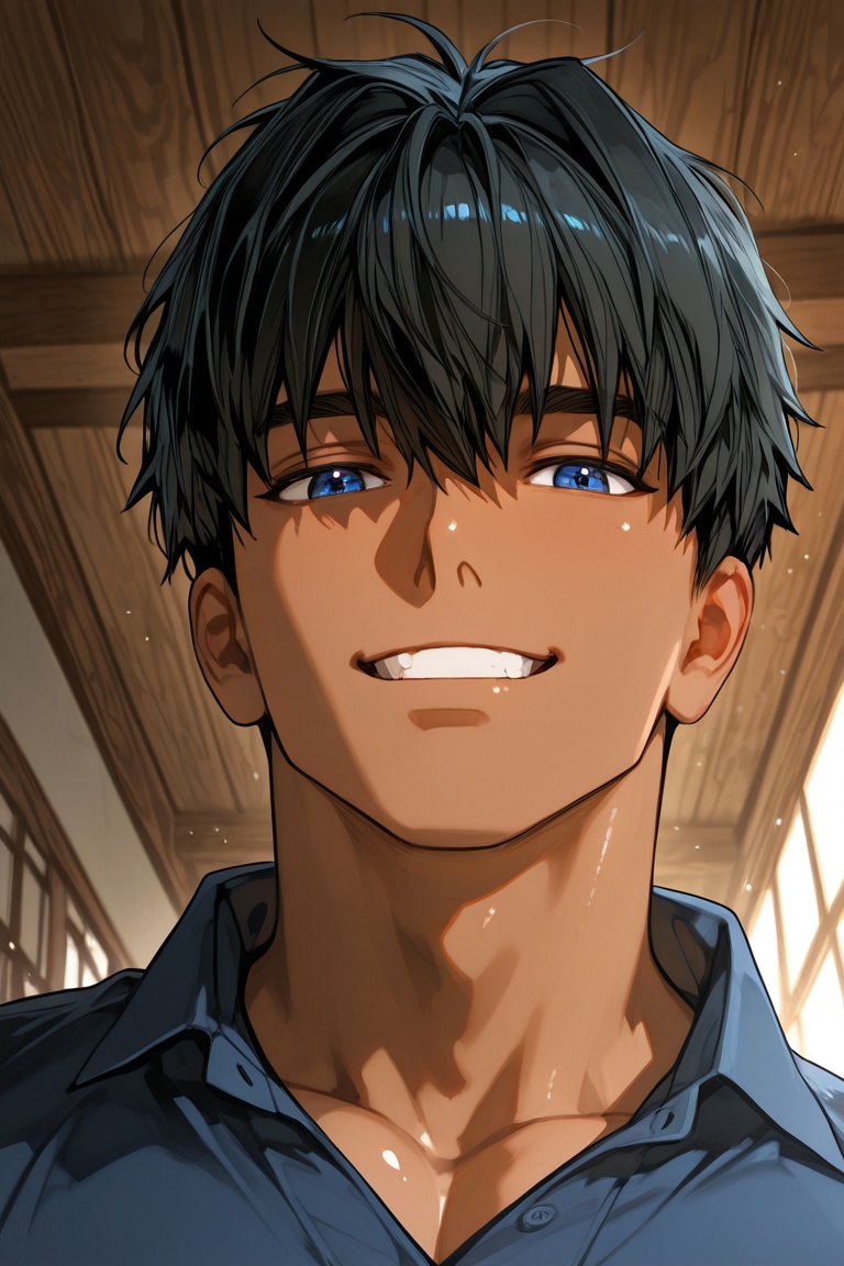 expressive cute face,  norra-dark-skinned 1male focus,  blue_norra_eyes on Tensor.Art