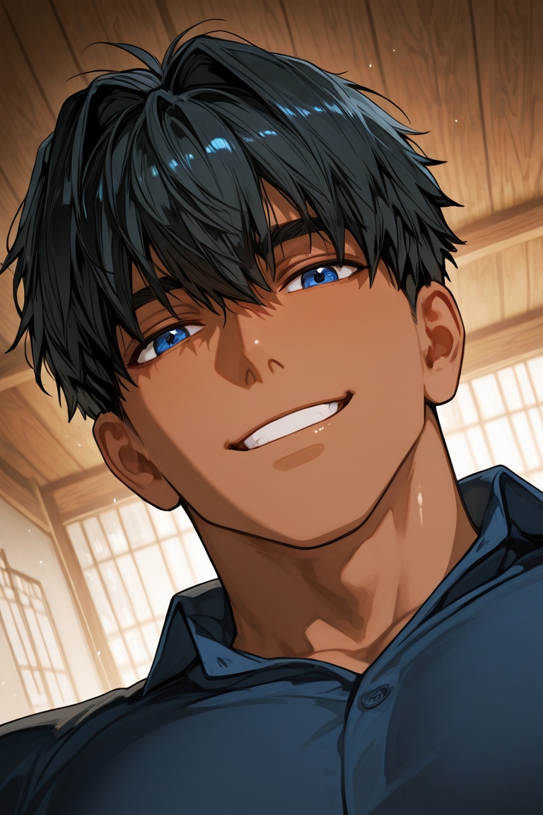 expressive cute face,  norra-dark-skinned 1male focus,  blue_norra_eyes on Tensor.Art