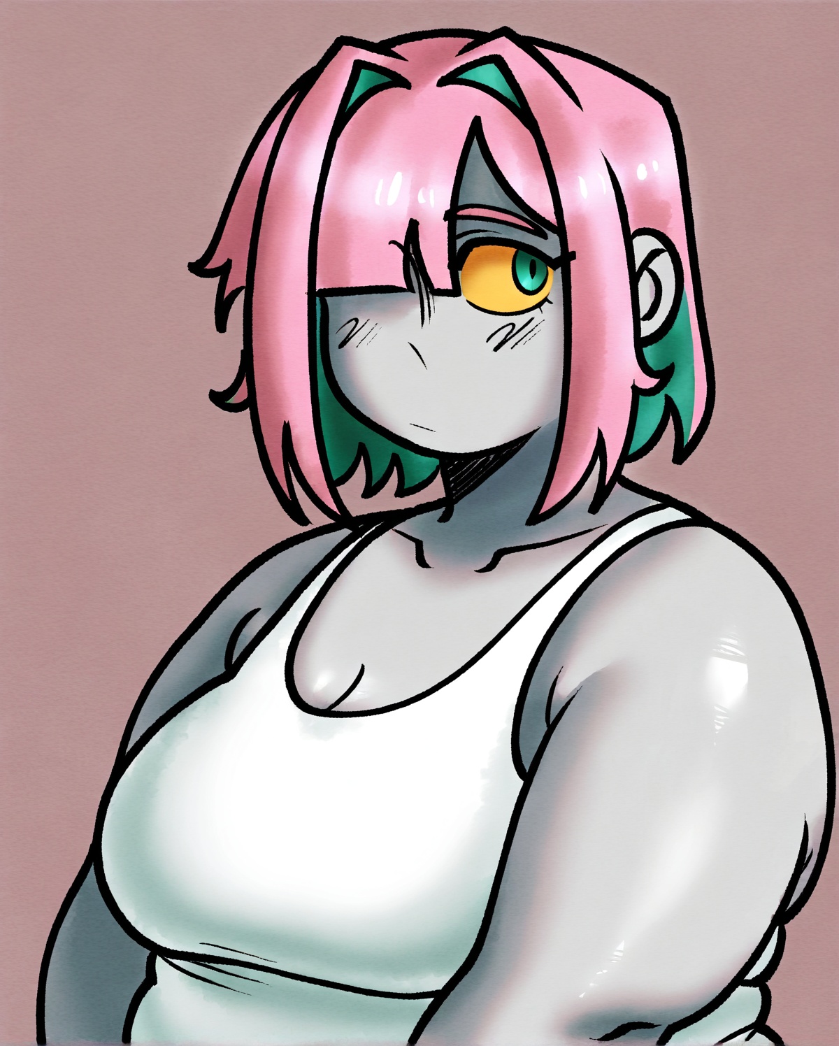 solo,  1girl,  hair over one eye on Tensor.Art