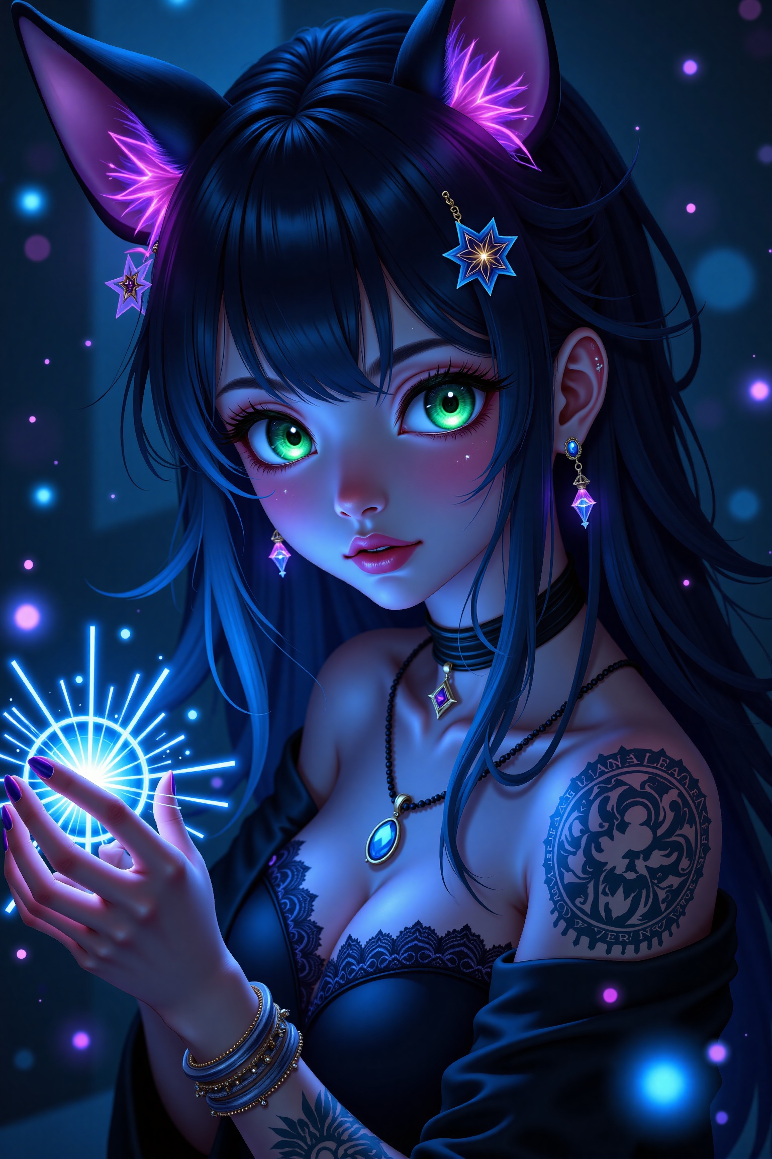1girl anime ,  green eyes,  long hair on Tensor.Art