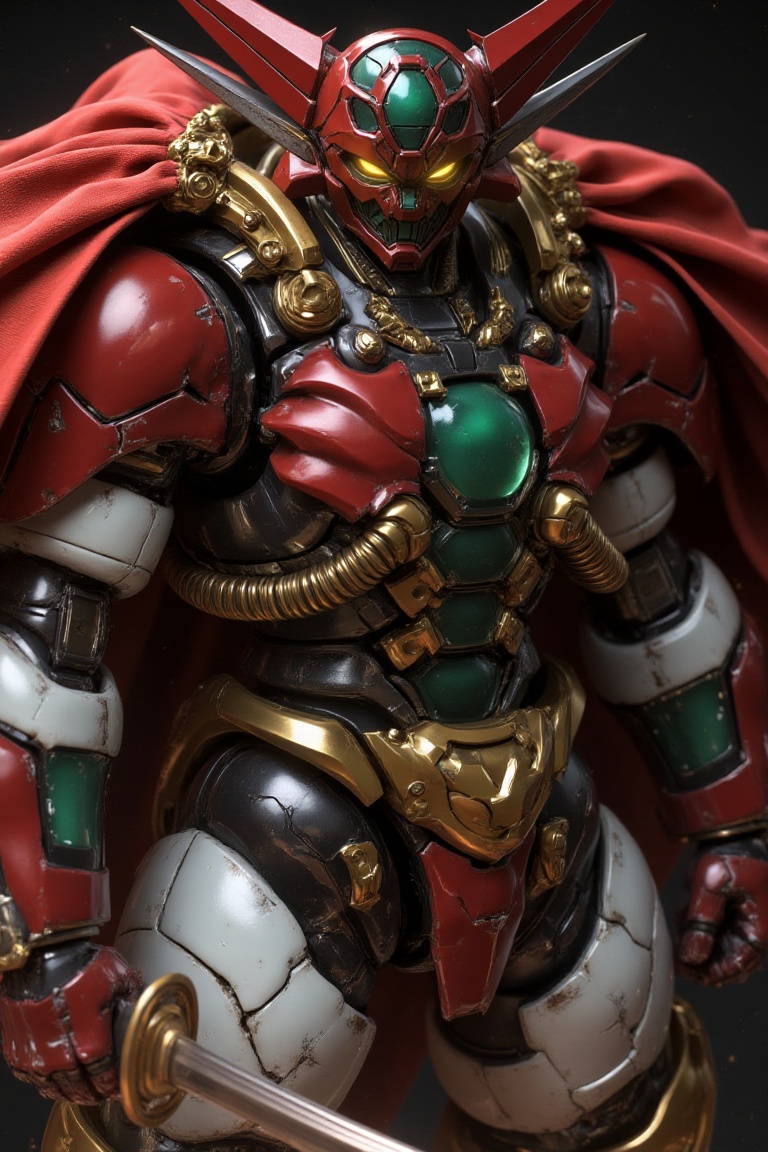 getterrobo_samurai,  red and white mechanical samurai,  glowing yellow eyes on Tensor.Art