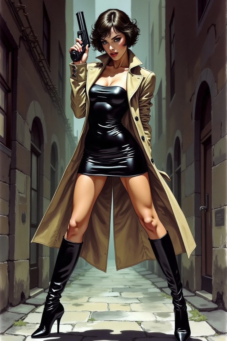Milo Manara style,  attractive woman,  femme fatale on Tensor.Art
