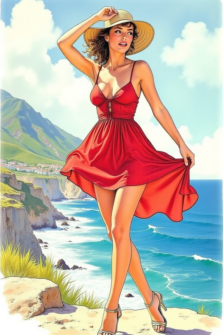 Milo Manara style,  ink outlines,  delicate line art on Tensor.Art