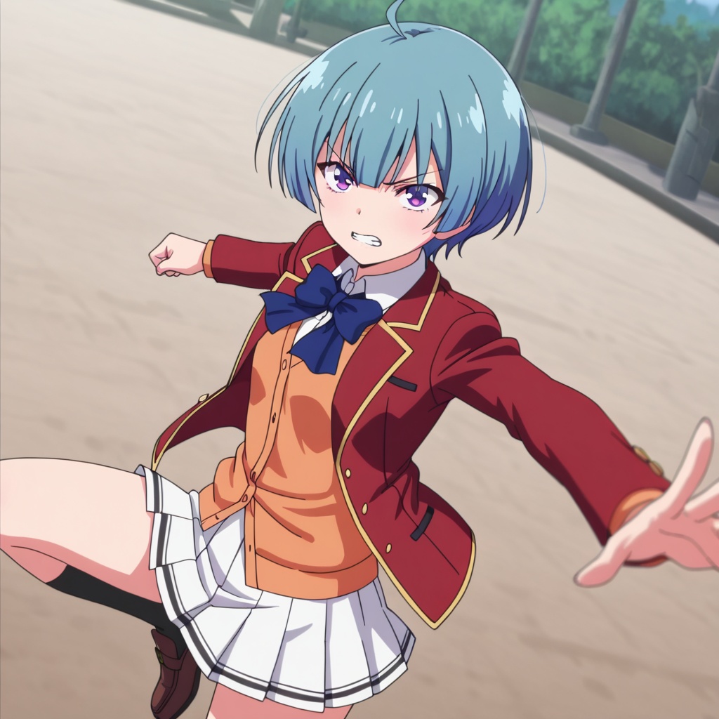 Ibuki mio (Youkoso Jitsuryoku Shijou Shugi no Kyoushitsu e),  blue hair,  ahoge on Tensor.Art