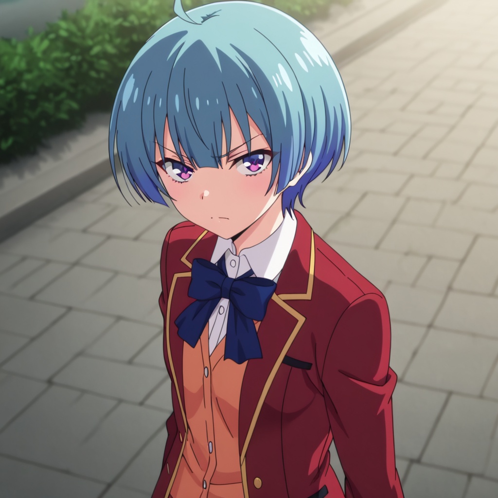 Ibuki mio (Youkoso Jitsuryoku Shijou Shugi no Kyoushitsu e),  blue hair,  ahoge on Tensor.Art
