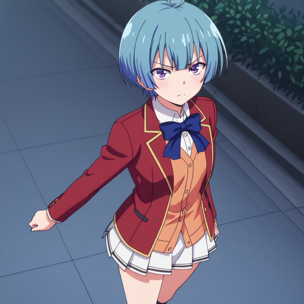 Ibuki mio (Youkoso Jitsuryoku Shijou Shugi no Kyoushitsu e),  blue hair,  ahoge on Tensor.Art